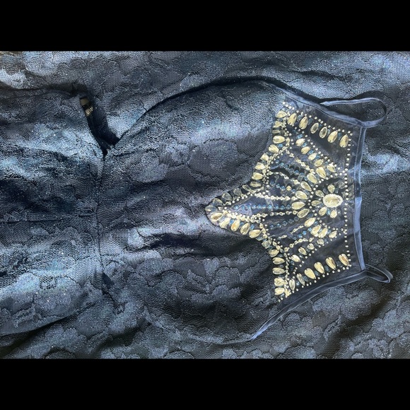 NWT Macy’s Navy Blue Lace Prom/ Formal Dress - Size 7/8 - Picture 5 of 7